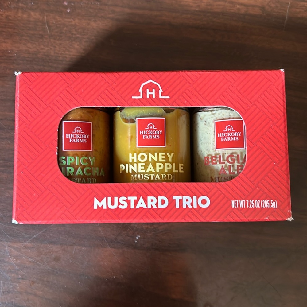 Hickory Farms Mustard Trio Gift Set, Brand New, 3 Bold Flavors